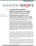 Cover page: A small molecule ApoE4-targeted therapeutic candidate that normalizes sirtuin 1 levels and improves cognition in an Alzheimer’s disease mouse model