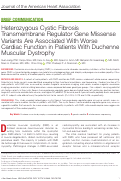 Cover page: Heterozygous Cystic Fibrosis Transmembrane Regulator Gene Missense Variants Are Associated With Worse Cardiac Function in Patients With Duchenne Muscular Dystrophy