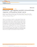 Cover page: Exhausted T cell signature predicts immunotherapy response in ER-positive breast cancer.