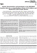 Cover page: Clinical characteristics and genotypes in the ADVANCE baseline data set, a comprehensive cohort of US children and adolescents with Pompe disease