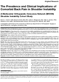 Cover page: The Prevalence and Clinical Implications of Comorbid Back Pain in Shoulder Instability: A Multicenter Orthopaedic Outcomes Network (MOON) Shoulder Instability Cohort Study