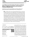 Cover page: Local Mechanical Perturbation Provides an Effective Means to Regulate the Growth and Assembly of Functional Peptide Fibrils