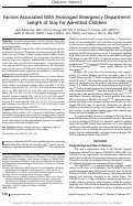 Cover page: Factors Associated With Prolonged Emergency Department Length of Stay for Admitted Children