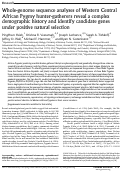 Cover page: Whole-genome sequence analyses of Western Central African Pygmy hunter-gatherers reveal a complex demographic history and identify candidate genes under positive natural selection