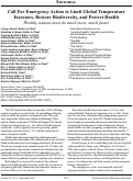 Cover page: Call For Emergency Action to Limit Global Temperature Increases, Restore Biodiversity, and Protect Health Wealthy nations must do much more, much faster