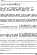 Cover page: The Genomic Medicine Integrative Research Framework: A Conceptual Framework for Conducting Genomic Medicine Research