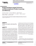 Cover page: Regional Hippocampal Volumes and Development Predict Learning and Memory