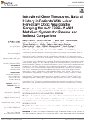 Cover page: Intravitreal Gene Therapy vs. Natural History in Patients With Leber Hereditary Optic Neuropathy Carrying the m.11778G&gt;A ND4 Mutation: Systematic Review and Indirect Comparison.