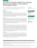 Cover page: Association of Loneliness With 10-Year Dementia Risk and Early Markers of Vulnerability for Neurocognitive Decline