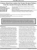 Cover page: Evidence-Based Interventions that Promote Resident Wellness from the Council of Emergency Residency Directors