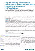 Cover page: Impact of Previously Unrecognized HLA Mismatches Using Ultrahigh Resolution Typing in Unrelated Donor Hematopoietic Cell Transplantation