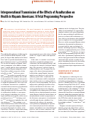 Cover page: Intergenerational transmission of the effects of acculturation on health in Hispanic Americans: a fetal programming perspective