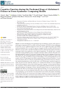 Cover page: Cognitive Function during the Prodromal Stage of Alzheimer's Disease in Down Syndrome: Comparing Models.