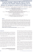 Cover page: The global campaign to eliminate HBV and HCV infection: International Viral Hepatitis Elimination Meeting and core indicators for development towards the 2030 elimination goals