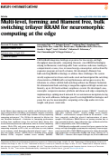 Cover page: Multi-level, forming and filament free, bulk switching trilayer RRAM for neuromorphic computing at the edge