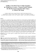 Cover page: Validity of the Brief Test of Adult Cognition by Telephone in Level 1 Trauma Center Patients Six Months Post-Traumatic Brain Injury: A TRACK-TBI Study