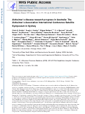 Cover page: Alzheimer's disease research progress in Australia: The Alzheimer's Association International Conference Satellite Symposium in Sydney