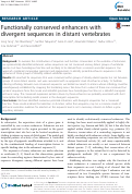 Cover page: Functionally conserved enhancers with divergent sequences in distant vertebrates