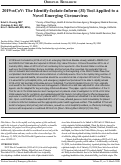 Cover page: 2019-nCoV: The Identify-Isolate-Inform (3I) Tool Applied to a Novel Emerging Coronavirus