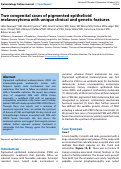 Cover page: Two congenital cases of pigmented epithelioid melanocytoma with unique clinical and genetic features