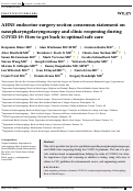 Cover page: AHNS endocrine surgery section consensus statement on nasopharyngolaryngoscopy and clinic reopening during COVID‐19: How to get back to optimal safe care