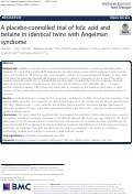 Cover page: A placebo-controlled trial of folic acid and betaine in identical twins with Angelman syndrome