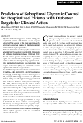 Cover page: Predictors of suboptimal glycemic control for hospitalized patients with diabetes: Targets for clinical action