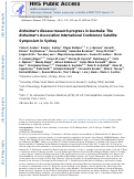 Cover page: Alzheimer's disease research progress in Australia: The Alzheimer's Association International Conference Satellite Symposium in Sydney