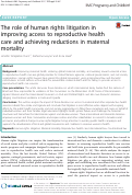 Cover page: The role of human rights litigation in improving access to reproductive health care and achieving reductions in maternal mortality