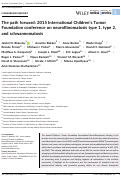 Cover page: The path forward: 2015 International Children's Tumor Foundation conference on neurofibromatosis type 1, type 2, and schwannomatosis