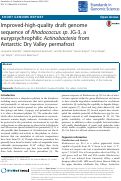 Cover page: Improved-high-quality draft genome sequence of Rhodococcus sp. JG-3, a eurypsychrophilic Actinobacteria from Antarctic Dry Valley permafrost