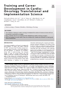 Cover page: Training and Career Development in Cardio-Oncology Translational and Implementation Science.