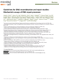 Cover page: Guidelines for DNA recombination and repair studies: Mechanistic assays of DNA repair processes