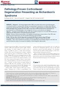 Cover page: Pathology-Proven Corticobasal Degeneration Presenting as Richardsons Syndrome.