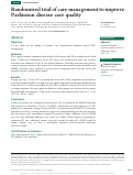 Cover page: Randomized trial of care management to improve Parkinson disease care quality.