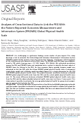 Cover page: Analyses of Cross-Sectional Data to Link the PEG With the Patient Reported Outcomes Measurement and Information System (PROMIS) Global Physical Health Scale