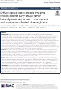 Cover page: Diffuse optical spectroscopic imaging reveals distinct early breast tumor hemodynamic responses to metronomic and maximum tolerated dose regimens