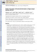 Cover page: Pattern separation of emotional information in hippocampal dentate and CA3