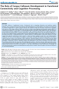 Cover page: The Role of Corpus Callosum Development in Functional Connectivity and Cognitive Processing