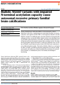 Cover page: Biallelic NAA60 variants with impaired n-terminal acetylation capacity cause autosomal recessive primary familial brain calcifications.