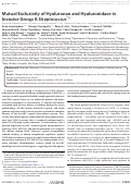 Cover page: Mutual Exclusivity of Hyaluronan and Hyaluronidase in Invasive Group A Streptococcus *