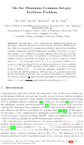 Cover page: On the minimum common integer partition problem