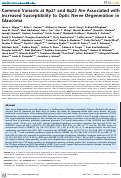 Cover page: Common Variants at 9p21 and 8q22 Are Associated with Increased Susceptibility to Optic Nerve Degeneration in Glaucoma
