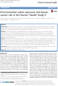 Cover page: Environmental radon exposure and breast cancer risk in the Nurses’ Health Study II