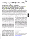 Cover page: Rapid cloud removal of dimethyl sulfide oxidation products limits SO<sub>2</sub> and cloud condensation nuclei production in the marine atmosphere.