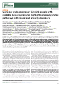 Cover page: Genome-wide analysis of 53,400 people with irritable bowel syndrome highlights shared genetic pathways with mood and anxiety disorders