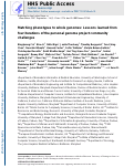 Cover page: Matching phenotypes to whole genomes: Lessons learned from four iterations of the personal genome project community challenges