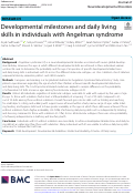 Cover page: Developmental milestones and daily living skills in individuals with Angelman syndrome.