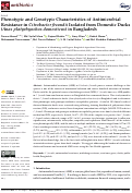 Cover page: Phenotypic and Genotypic Characteristics of Antimicrobial Resistance in Citrobacter freundii Isolated from Domestic Ducks (Anas platyrhynchos domesticus) in Bangladesh.