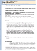 Cover page: Development of a rapid screening instrument for mild cognitive impairment and undiagnosed dementia.